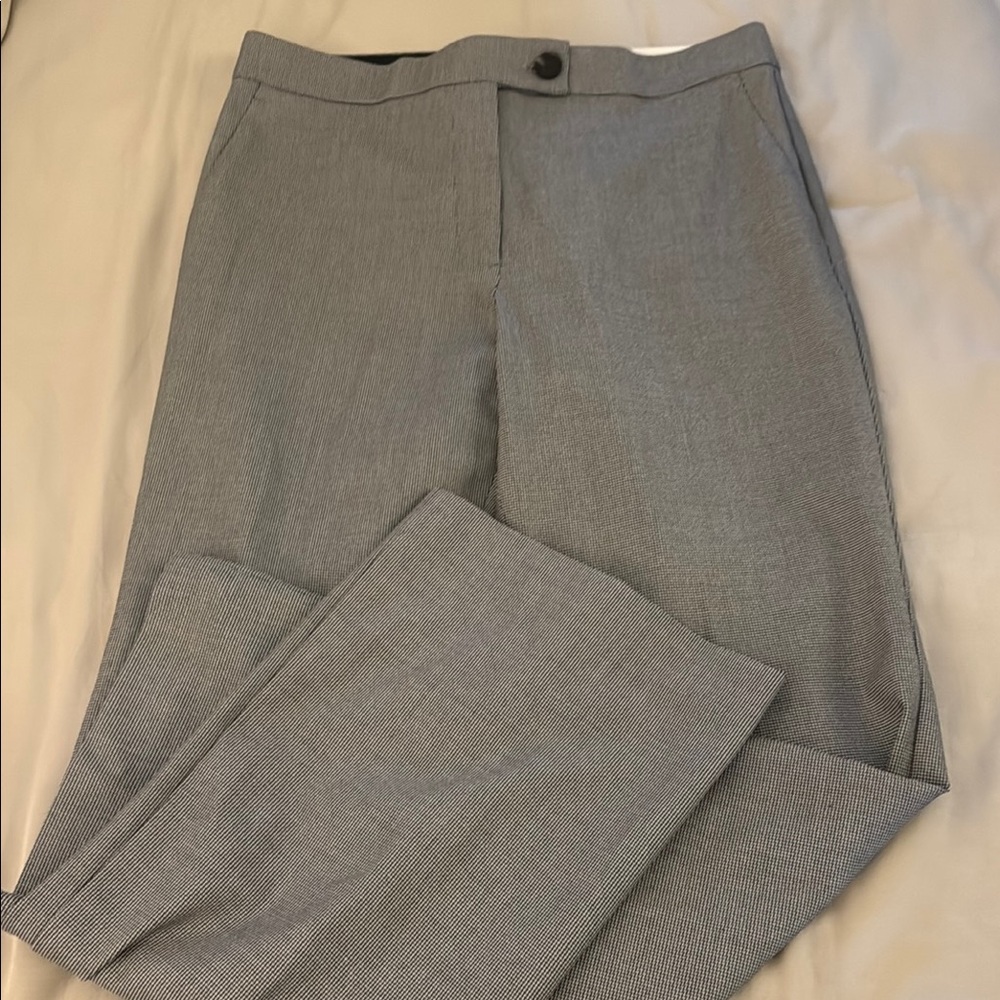 Ann Taylor Gray Straight Leg Pants with Polished Creases